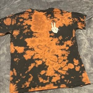 Vibrant Orange and Black Short Sleeve Tie-Dye Tee
